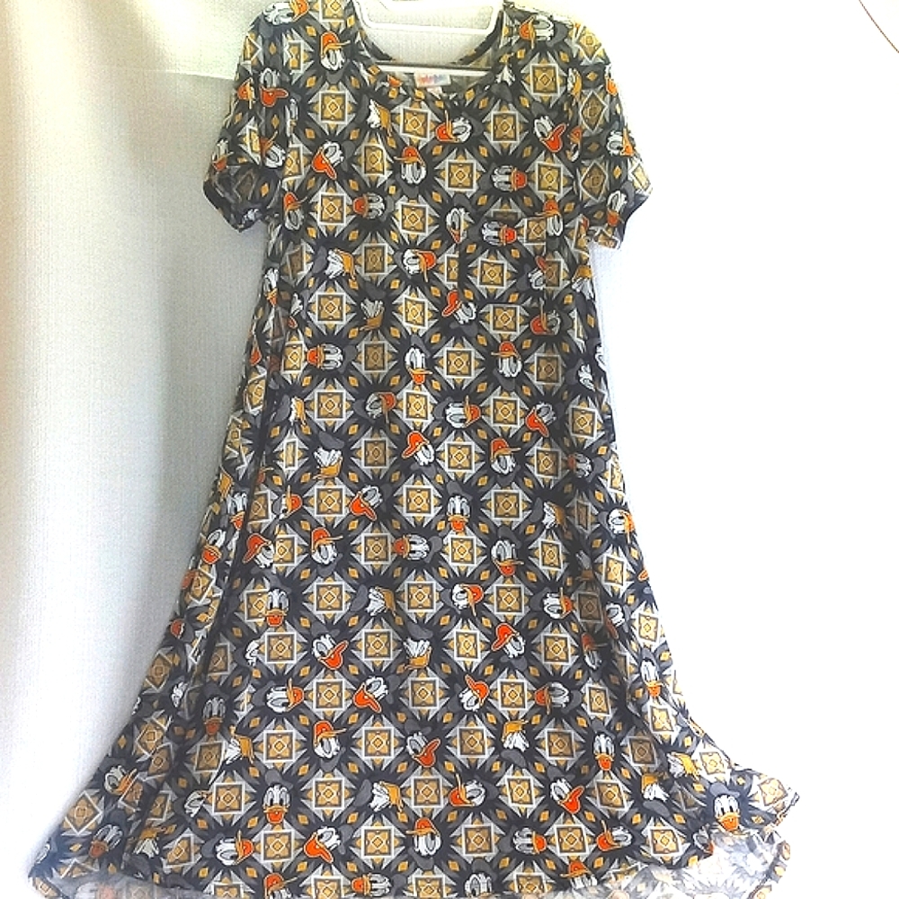 LuLaRoe Collection Carly High Low Disney Donald Duck Swing Dress